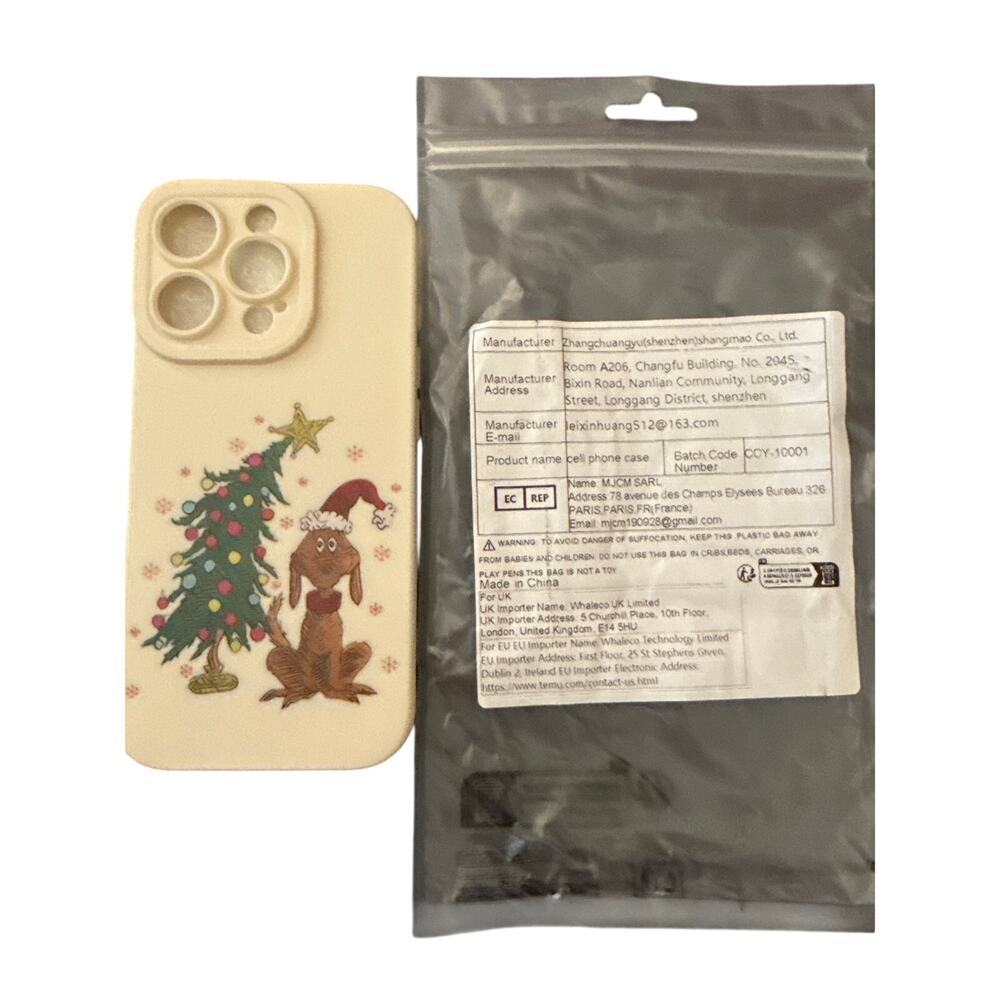 NWT Christmas Tree Happy Holiday Max Cartoon Cute Dog TPU case iPhone 16 Pro